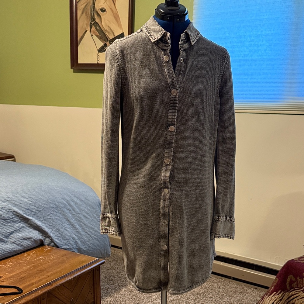 Long Sleeve Gray Denim Dress